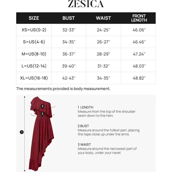 imageZESICA Womens 2024 Summer Boho One Shoulder Sleeveless Ruffle Asymmetrical High Low Flowy Prom Gown Wedding Long DressWine