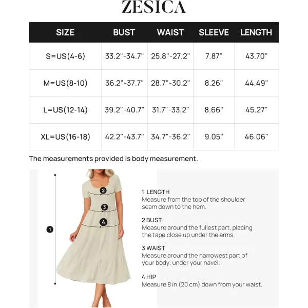 imageZESICA Womens 2024 Summer Casual T Shirt Dress Short Sleeve Scoop Neck Flowy Tiered Beach Midi Dresses with PocketsApricot