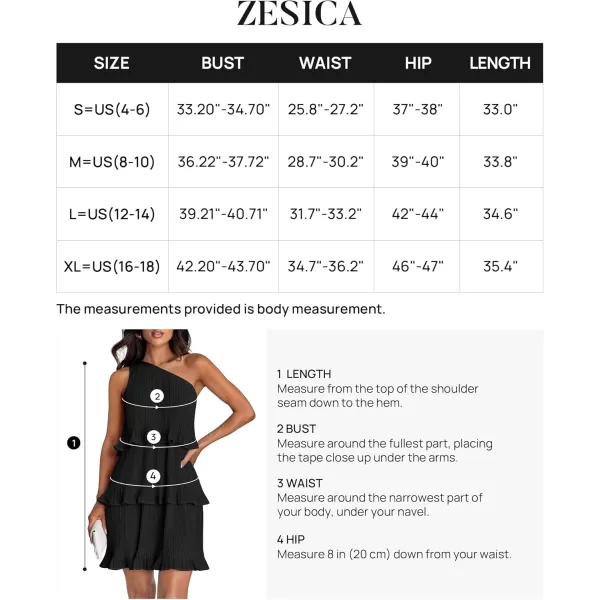 imageZESICA Womens 2024 Summer Sleeveless Mini Dress Boho One Shoulder Ruffle Tiered Layered Chiffon Flowy A Line DressesDarkblack