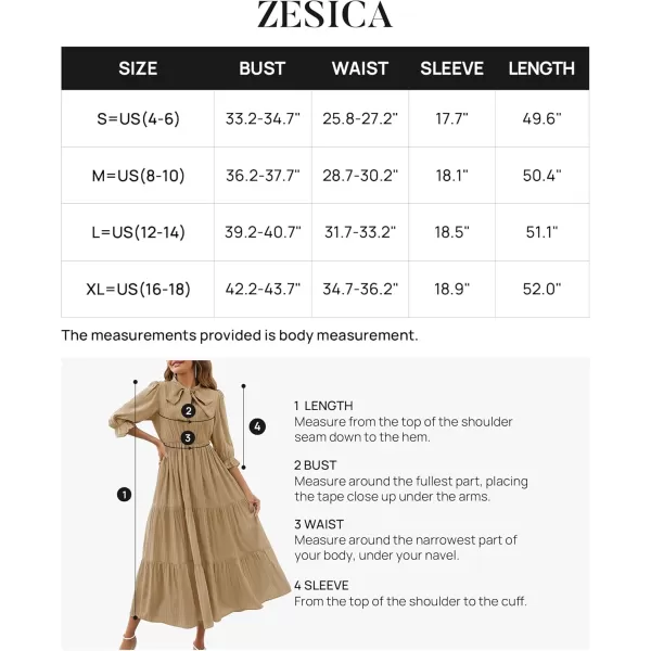 imageZESICA Womens Casual Half Sleeve Tie V Neck Elastic High Waist Solid Color Flowy Tiered A Line Beach Party Maxi DressKhaki