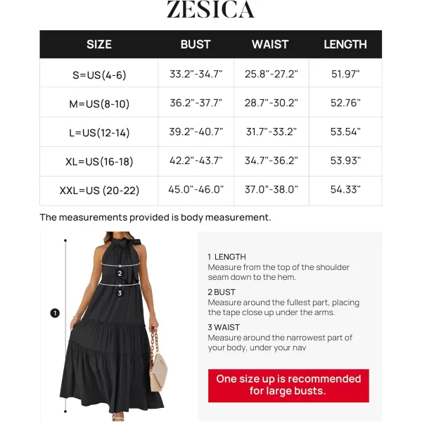 imageZESICA Womens Summer Boho Halter Maxi Dresses 2024 Casual Sleeveless Pleated Tiered Flowy Beach Vacation Long DressBlack