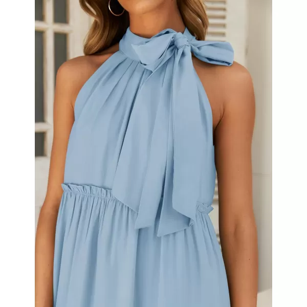 imageZESICA Womens Summer Boho Halter Maxi Dresses 2024 Casual Sleeveless Pleated Tiered Flowy Beach Vacation Long DressBlue