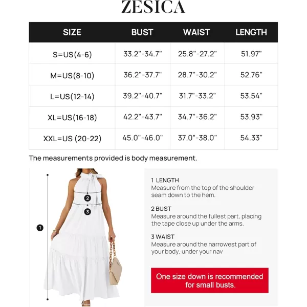 imageZESICA Womens Summer Boho Halter Maxi Dresses 2024 Casual Sleeveless Pleated Tiered Flowy Beach Vacation Long DressPearlwhite