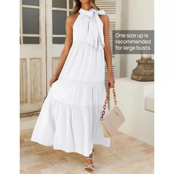 imageZESICA Womens Summer Boho Halter Maxi Dresses 2024 Casual Sleeveless Pleated Tiered Flowy Beach Vacation Long DressPearlwhite