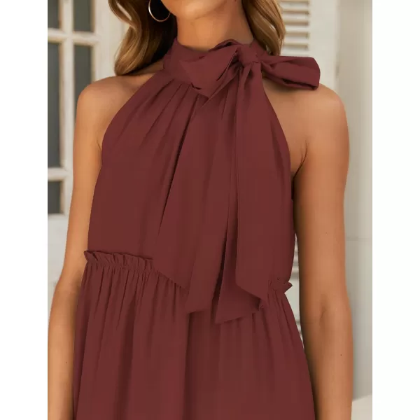 imageZESICA Womens Summer Boho Halter Maxi Dresses 2024 Casual Sleeveless Pleated Tiered Flowy Beach Vacation Long DressPlum
