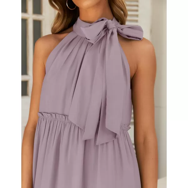 imageZESICA Womens Summer Boho Halter Maxi Dresses 2024 Casual Sleeveless Pleated Tiered Flowy Beach Vacation Long DressPurple