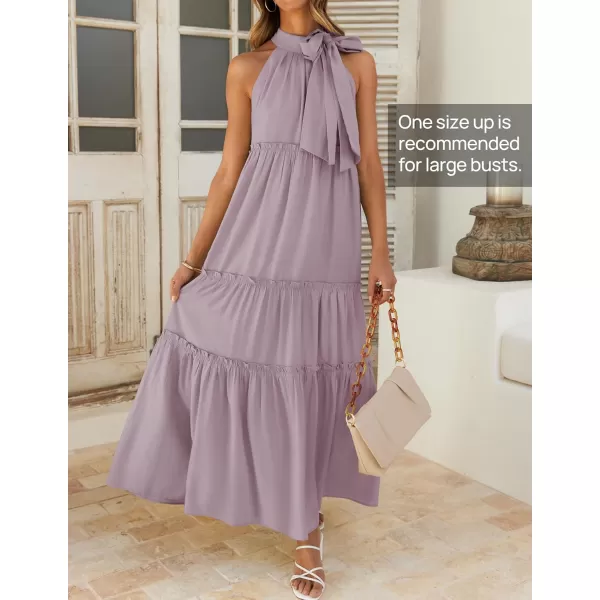 imageZESICA Womens Summer Boho Halter Maxi Dresses 2024 Casual Sleeveless Pleated Tiered Flowy Beach Vacation Long DressPurple