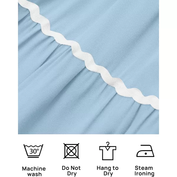 imageZESICA Womens Summer Flutter Short Sleeve Smocked Midi Dress 2024 Casual High Waist Rickrack Tiered Flowy DressesBlue