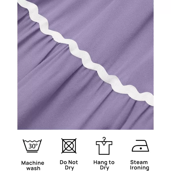 imageZESICA Womens Summer Flutter Short Sleeve Smocked Midi Dress 2024 Casual High Waist Rickrack Tiered Flowy DressesPurple