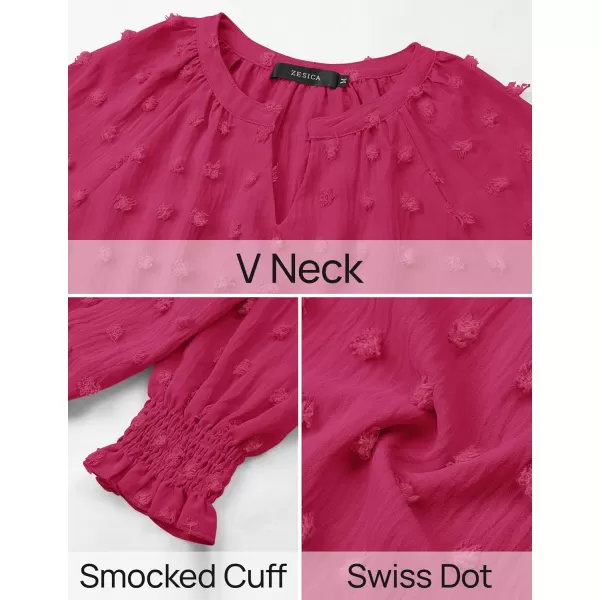 imageZESICA Womens Fall Fashion 2024 Blouses Loose Long Sleeve Business Casual Shirts V Neck Trendy TopsRosered