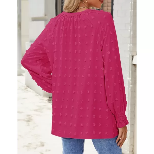 imageZESICA Womens Fall Fashion 2024 Blouses Loose Long Sleeve Business Casual Shirts V Neck Trendy TopsRosered
