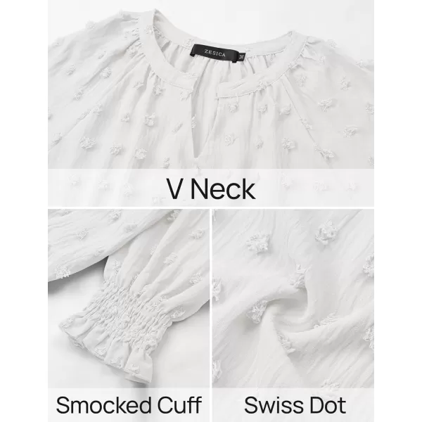 imageZESICA Womens Fall Fashion 2024 Blouses Loose Long Sleeve Business Casual Shirts V Neck Trendy TopsWhite