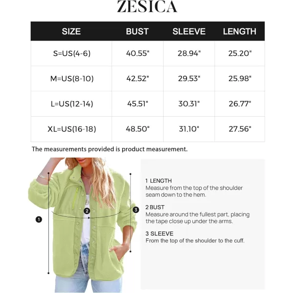 imageZESICA Womens Fall Winter Sherpa Fleece Jacket Casual Long Sleeve Button Down Fuzzy Shacket Outerwear CoatGreen