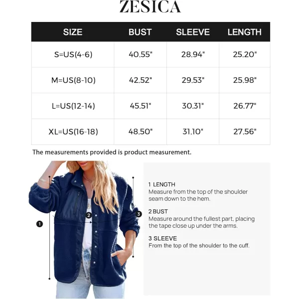 imageZESICA Womens Fall Winter Sherpa Fleece Jacket Casual Long Sleeve Button Down Fuzzy Shacket Outerwear CoatRoyalblue