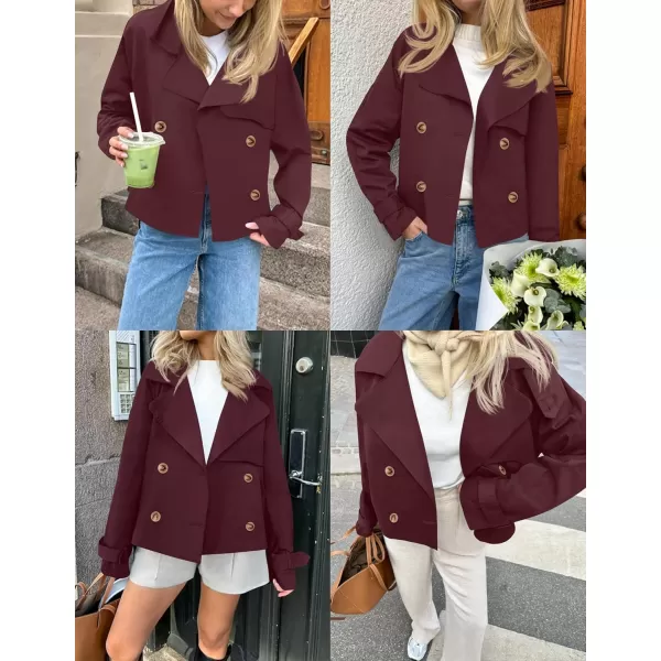 imageZESICA Womens Long Sleeve Crop Trench Coat Lapel Double Breasted Loose Casual Jacket with PocketsPurplered