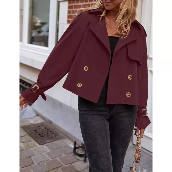 imageZESICA Womens Long Sleeve Crop Trench Coat Lapel Double Breasted Loose Casual Jacket with PocketsPurplered