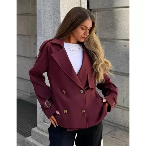 imageZESICA Womens Long Sleeve Crop Trench Coat Lapel Double Breasted Loose Casual Jacket with PocketsPurplered