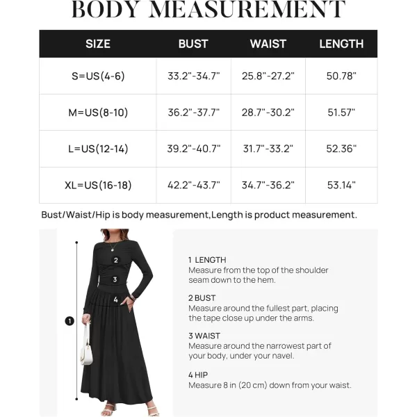 imageZESICA Womens Long Sleeve Maxi Dress 2024 Fall Crewneck Knit Casual Slim Swing Pleated Dresses with PocketsBlack
