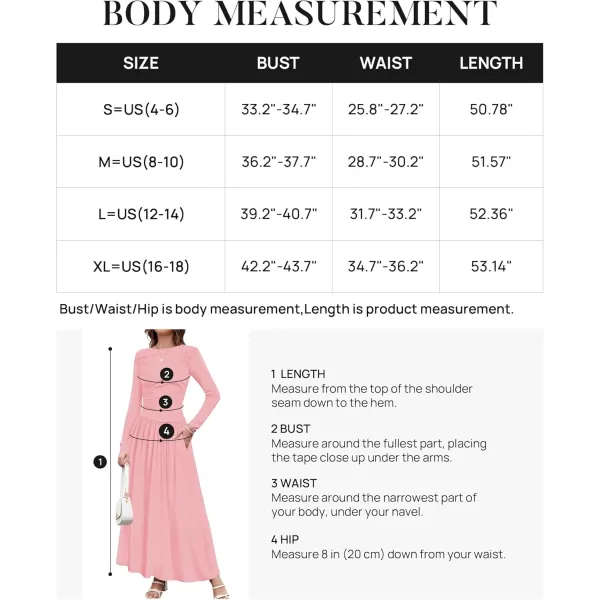 imageZESICA Womens Long Sleeve Maxi Dress 2024 Fall Crewneck Knit Casual Slim Swing Pleated Dresses with PocketsPink
