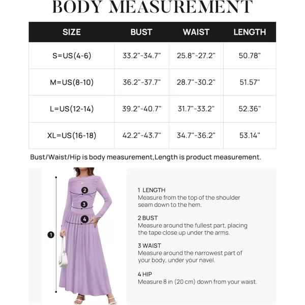 imageZESICA Womens Long Sleeve Maxi Dress 2024 Fall Crewneck Knit Casual Slim Swing Pleated Dresses with PocketsPurple