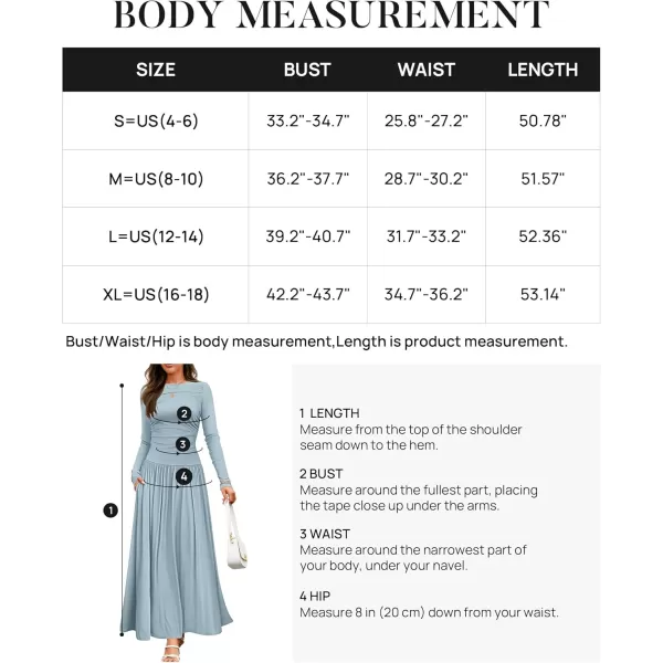 imageZESICA Womens Long Sleeve Maxi Dress 2024 Fall Crewneck Knit Casual Slim Swing Pleated Dresses with PocketsSky
