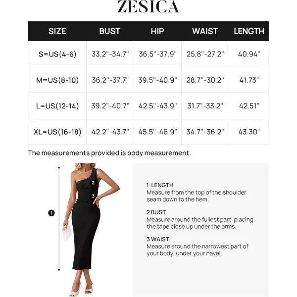 imageZESICA Womens One Shoulder Sleeveless Dresses 2024 Summer Slim Fit Ribbed Knit Back Slit Midi Bodycon Sweater DressBlack