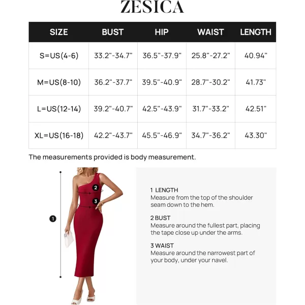 imageZESICA Womens One Shoulder Sleeveless Dresses 2024 Summer Slim Fit Ribbed Knit Back Slit Midi Bodycon Sweater DressRed