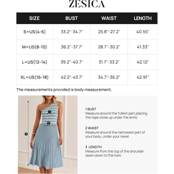 imageZESICA Womens Summer Casual One Shoulder Midi Dresses 2024 Spring Sleeveless Striped Knit Pleated A Line Flowy Long DressBlue