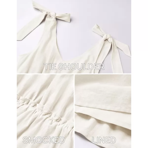 imageZESICA Womens Summer Casual V Neck Sleeveless Mini Dress 2024 Tie Shoulder Tiered Ruffle Swing A Line Short SundressesWhite