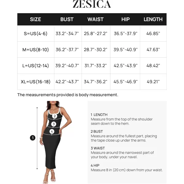 imageZESICA Womens Summer Knitted Bodycon Midi Dress 2024 Casual Sleeveless Square Neck Side Slit Vacation Long DressesBlack