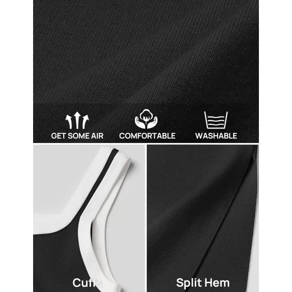 imageZESICA Womens Summer Knitted Bodycon Midi Dress 2024 Casual Sleeveless Square Neck Side Slit Vacation Long DressesBlack