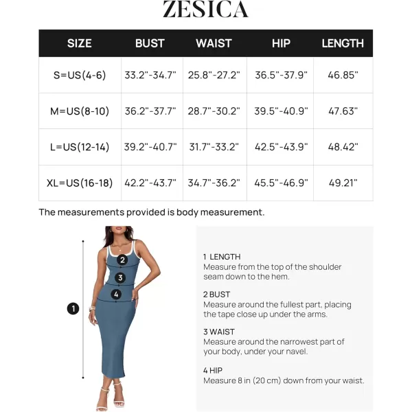 imageZESICA Womens Summer Knitted Bodycon Midi Dress 2024 Casual Sleeveless Square Neck Side Slit Vacation Long DressesDark Blue