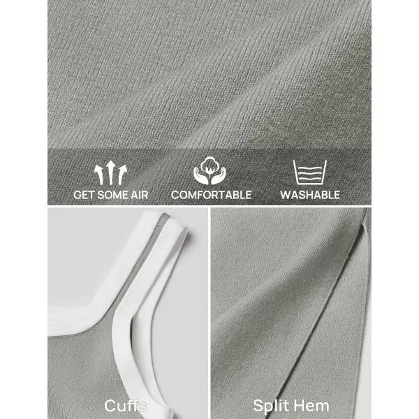 imageZESICA Womens Summer Knitted Bodycon Midi Dress 2024 Casual Sleeveless Square Neck Side Slit Vacation Long DressesGrey