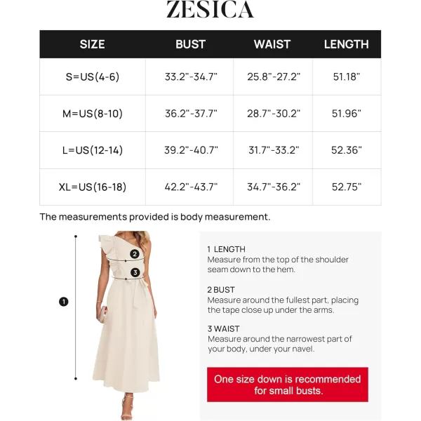 imageZESICA Womens Summer One Shoulder Ruffle Dress 2024 Sleeveless Empire Waist Boho Flowy Maxi DressesApricot