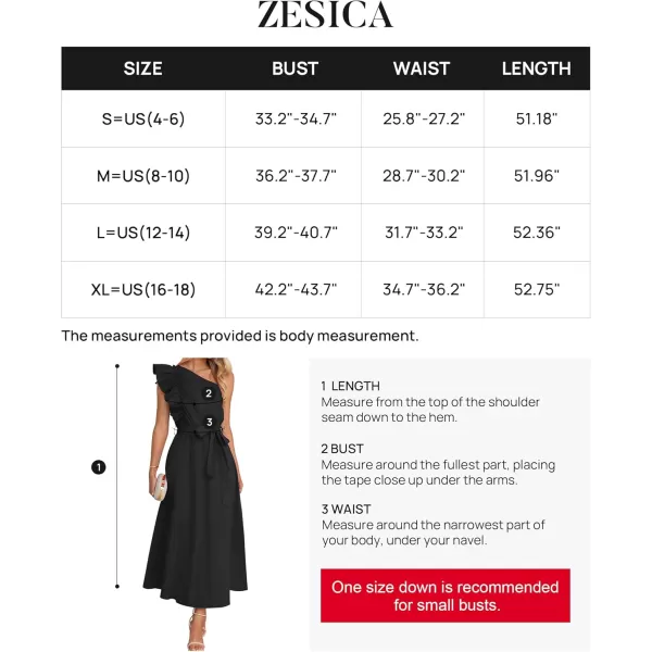 imageZESICA Womens Summer One Shoulder Ruffle Dress 2024 Sleeveless Empire Waist Boho Flowy Maxi DressesBlack