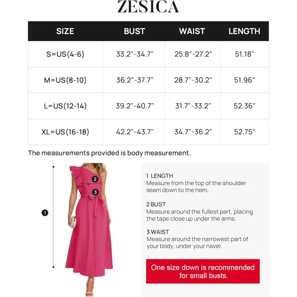 imageZESICA Womens Summer One Shoulder Ruffle Dress 2024 Sleeveless Empire Waist Boho Flowy Maxi DressesRose