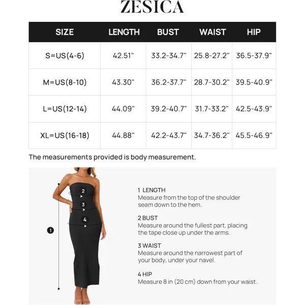 imageZESICA Womens Summer Strapless Bodycon Midi Dress 2024 Off Shoulder Strapless Side Slit Tube Long Club Party DressesBlack