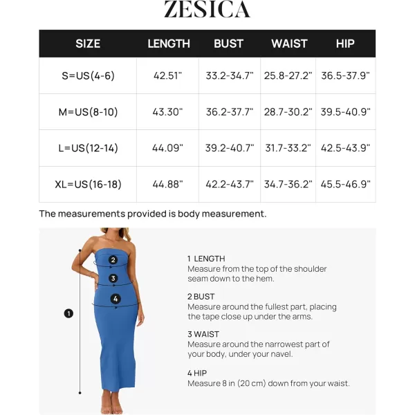imageZESICA Womens Summer Strapless Bodycon Midi Dress 2024 Off Shoulder Strapless Side Slit Tube Long Club Party DressesCobalt