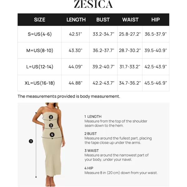 imageZESICA Womens Summer Strapless Bodycon Midi Dress 2024 Off Shoulder Strapless Side Slit Tube Long Club Party DressesSand