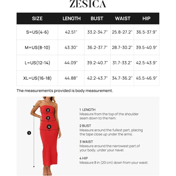 imageZESICA Womens Summer Strapless Bodycon Midi Dress 2024 Off Shoulder Strapless Side Slit Tube Long Club Party DressesWatermelon