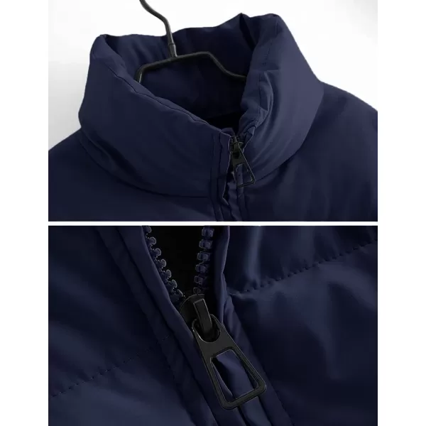 imageZESICA Womens Winter Warm Long Sleeve Zip Up Drawstring Baggy Cropped Puffer Down Jacket Coat OuterwearNavy