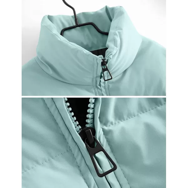 imageZESICA Womens Winter Warm Long Sleeve Zip Up Drawstring Baggy Cropped Puffer Down Jacket Coat OuterwearSage