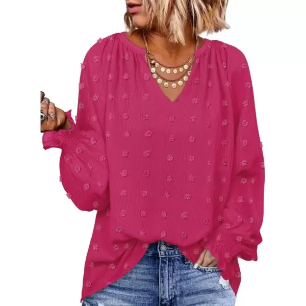imageZESICA Womens Fall Fashion 2024 Blouses Loose Long Sleeve Business Casual Shirts V Neck Trendy TopsRosered