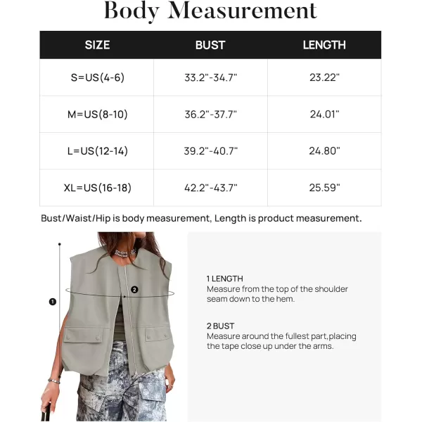 imageZESICA Womens 2024 Oversized Zip Up Cargo Vest Causal Street Ruched Hem Sleeveless Jackets TopsGrey