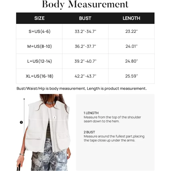 imageZESICA Womens 2024 Oversized Zip Up Cargo Vest Causal Street Ruched Hem Sleeveless Jackets TopsWhite