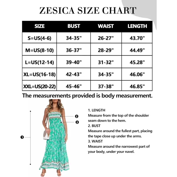 imageZESICA Womens 2024 Summer Bohemian Floral Printed Strapless Beach Party Long Maxi DressAqua