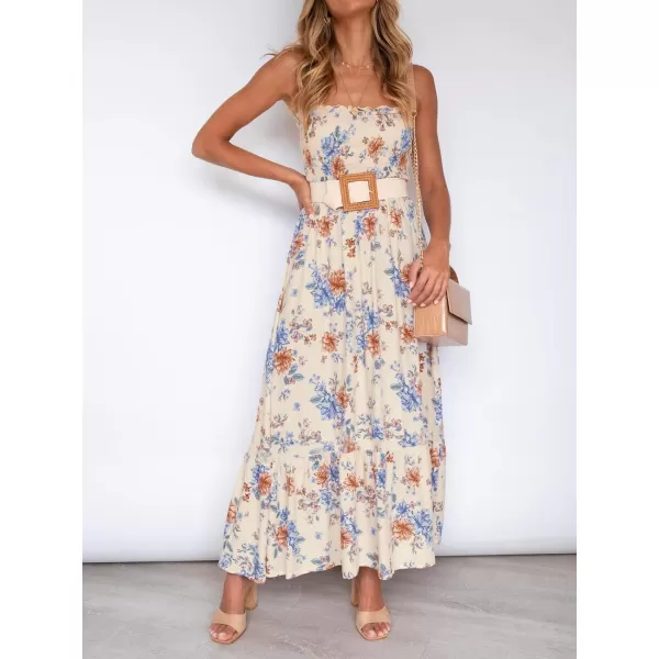 imageZESICA Womens 2024 Summer Bohemian Floral Printed Strapless Beach Party Long Maxi DressFloral3