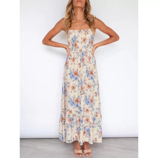 imageZESICA Womens 2024 Summer Bohemian Floral Printed Strapless Beach Party Long Maxi DressFloral3
