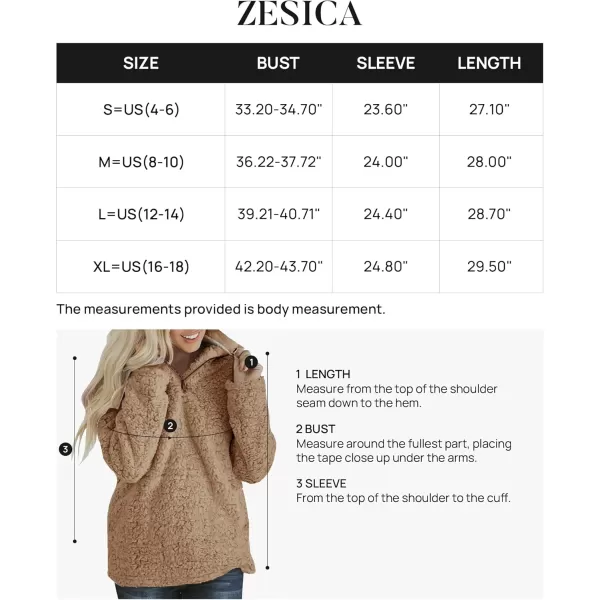 imageZESICA Womens Autumn Winter Long Sleeve Zipper Sherpa Fleece Sweatshirt Pullover Jacket CoatKhaki