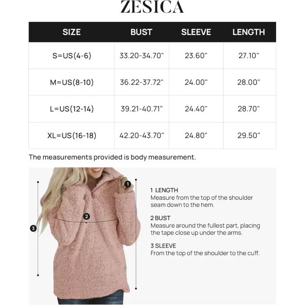 imageZESICA Womens Autumn Winter Long Sleeve Zipper Sherpa Fleece Sweatshirt Pullover Jacket CoatSolid Pink